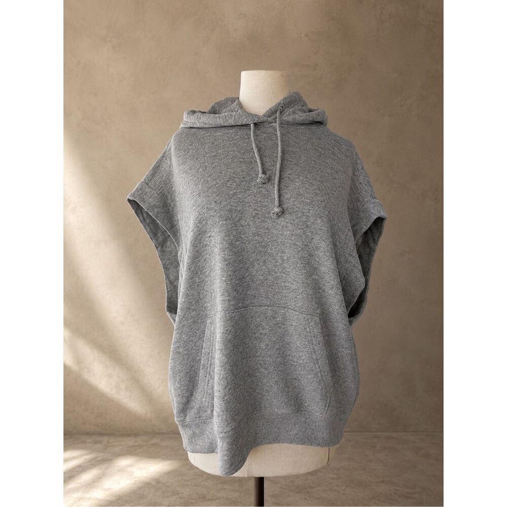 Uniqlo XL Sweat Sleeveless Hoodie Oversized Gray Fleece Kangaroo Pocket